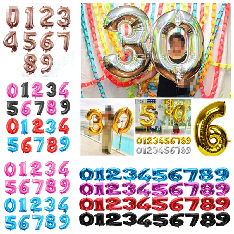 Фольгированный Гелиевый шар с большими цифрами украшение для дня рождения