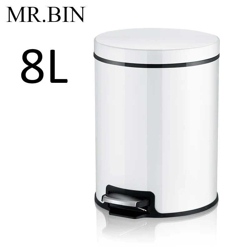 8L French White MR. BIN Макарон плюс мусорный бак с 5L/8L/12L ёмкость красочные педаль отходов Bin металлическая мусорная корзина для дома и кухня - Цвет: 8L French White