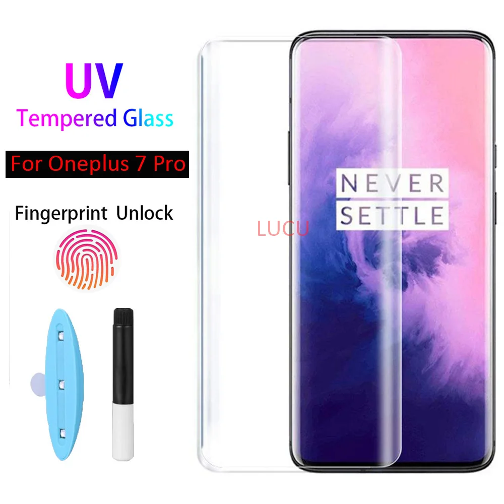 3D УФ нано жидкое закаленное стекло для Oneplus 1+ 7 Pro Полное клеевое покрытие Защита экрана для One Plus 7Pro защитная пленка, стекло