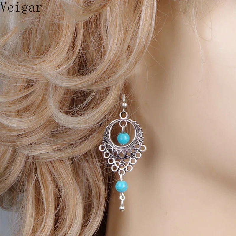 Винтажные висячие серьги с полым камнем женские 2018 модные ювелирные украшения в