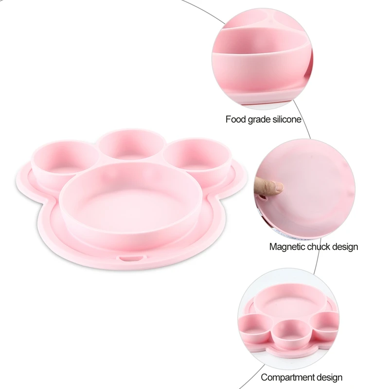 Pawaca детская безопасная силиконовая столовая тарелка мультфильм Медведь лапа