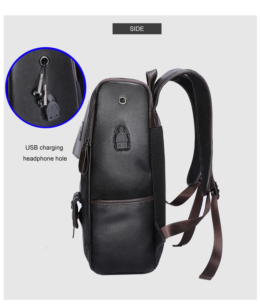 VORMOR мужской рюкзак из искусственной кожи с USB зарядкой, школьная сумка с защитой от кражи, брендовая дорожная сумка, повседневный рюкзак для ноутбука 14 дюймов