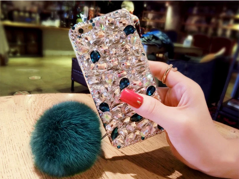 YESPURE чехол для телефона с шариком из кроличьего меха Iphone 6 Plus блестящий сотового