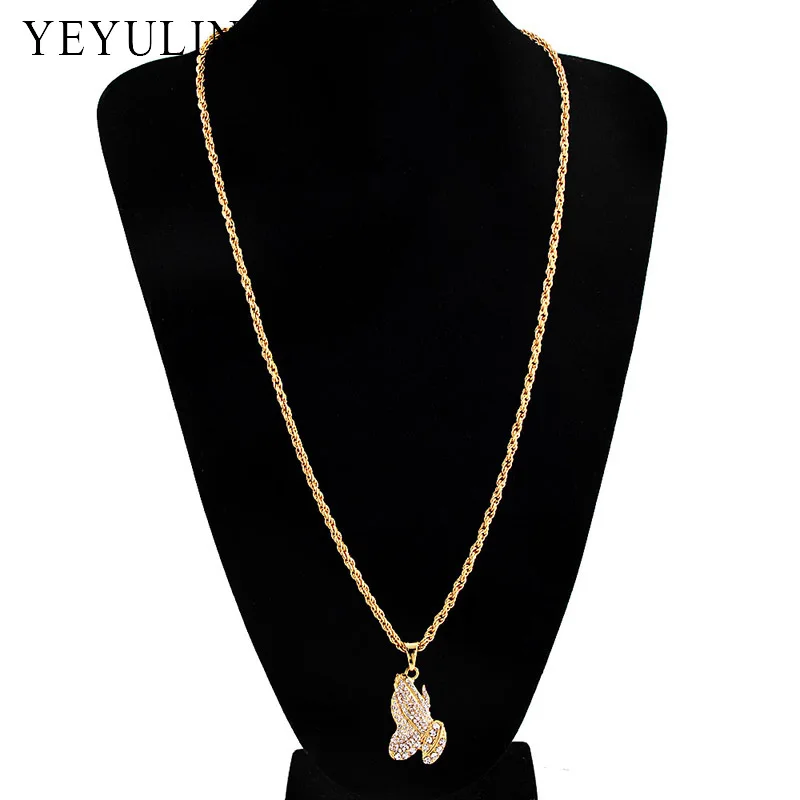 Модное ожерелье из сплава золотого цвета с фулированным кристаллом двумя руками