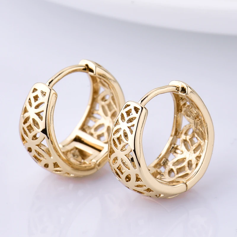 Женские круглые серьги-кольца Винтажные серьги золотого цвета E403 | Украшения и