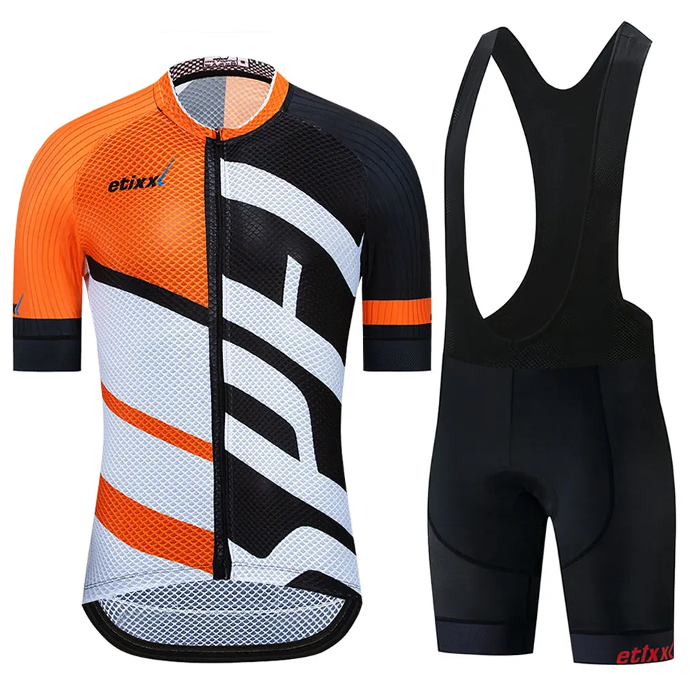 Оранжевый Ropa Ciclismo Maillot велосипедная форма комплект одежды для велоспорта/Одежда для шоссейного велосипеда гоночная одежда быстросохнущая Мужская велосипедная майка короткий комплект - Цвет: Оранжевый