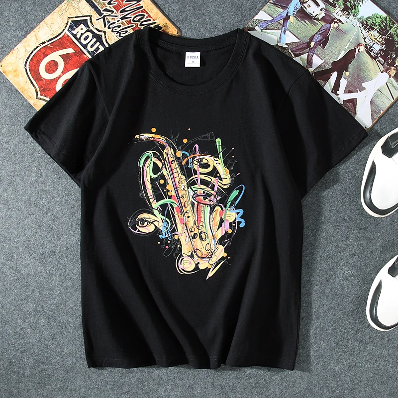 

summer top new men's fun printing short-sleeved T-shirt men's self-cultivation cotton shirt O-Neck hip hop tops