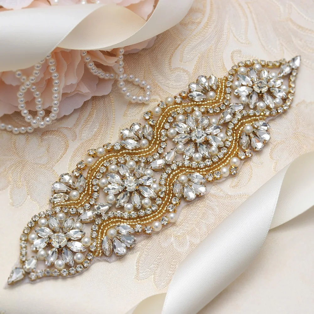 Yanstar ручной работы из бисера Пояс невесты свадебные туфли со стразами золотого