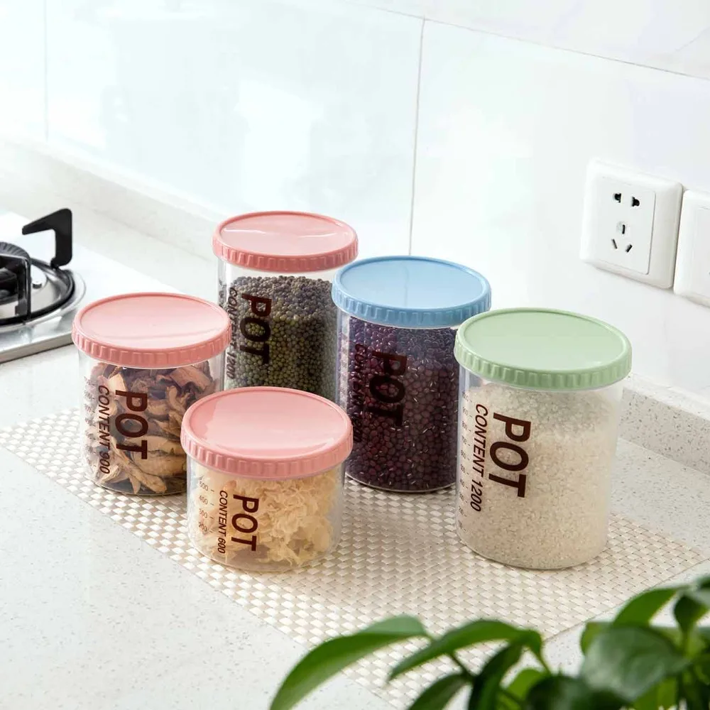 1500/1200/900 мл прозрачные пластиковые герметичные банки контейнер для хранения