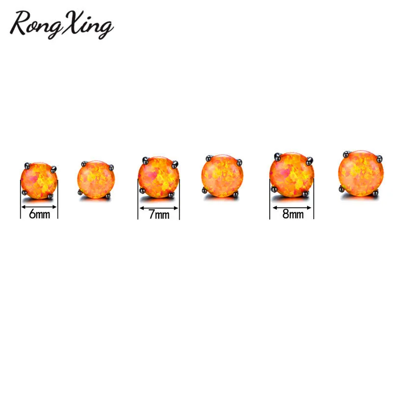 Женские серьги пусеты RongXing Винтажные оранжевого цвета с опаловым покрытием