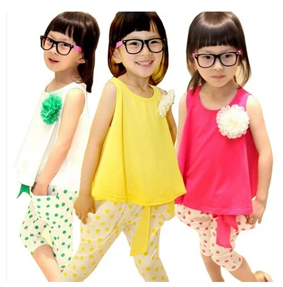 В розницу новинка 2013 новый детская одежда лето комплект по уходу за детьми цветок