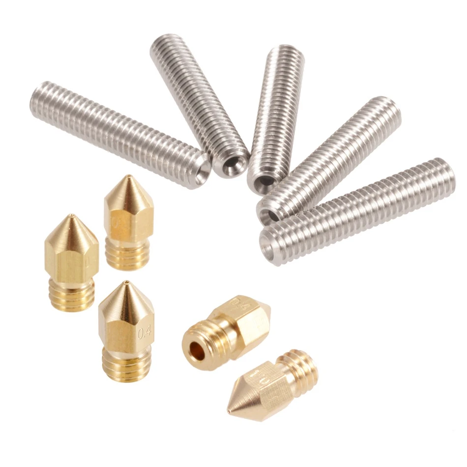 

5pcs 30MM Length Extruder and 1.75mm Tube 0.4mm Brass Extruder Nozzle Print Heads for Anet A8 MK8 Makerbot Reprap 3D Printer