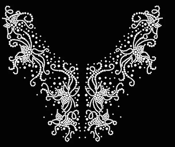 

2pc/lot big flower iron on applique patches hot fix rhinestone motif designs iron on transfer patches for sweater
