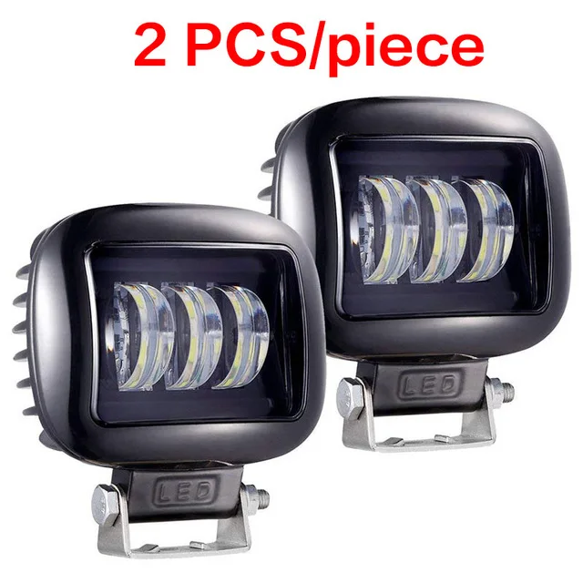 2pcs Black Square Светодиодный рабочий светильник для внедорожников 4," 30 Вт 12 В 24 в 4x4, противотуманный светильник, светильник для внедорожников, светильник для вождения лодки, водонепроницаемый IP68 для внедорожников и джипов - Цвет: 2pcs Black Square