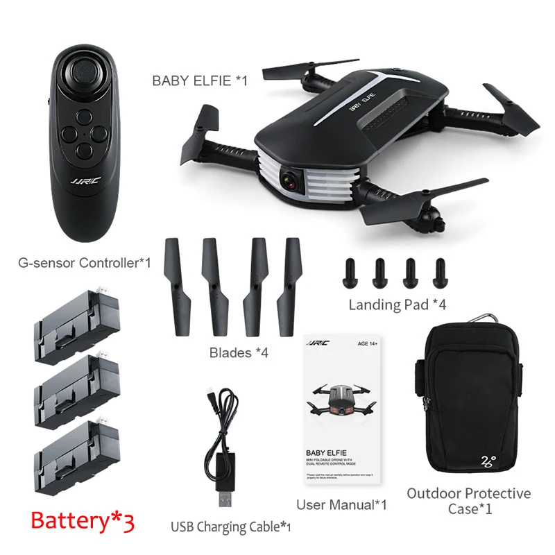 JJRC JJR/C H37 Мини Детские Elfie Селфи 720P WiFi FPV Системы Со Стабилизацией Высоты Безголовый Режим Складной RC Drone Квадрокоптер RTF - Цвет: 3 Battery Version