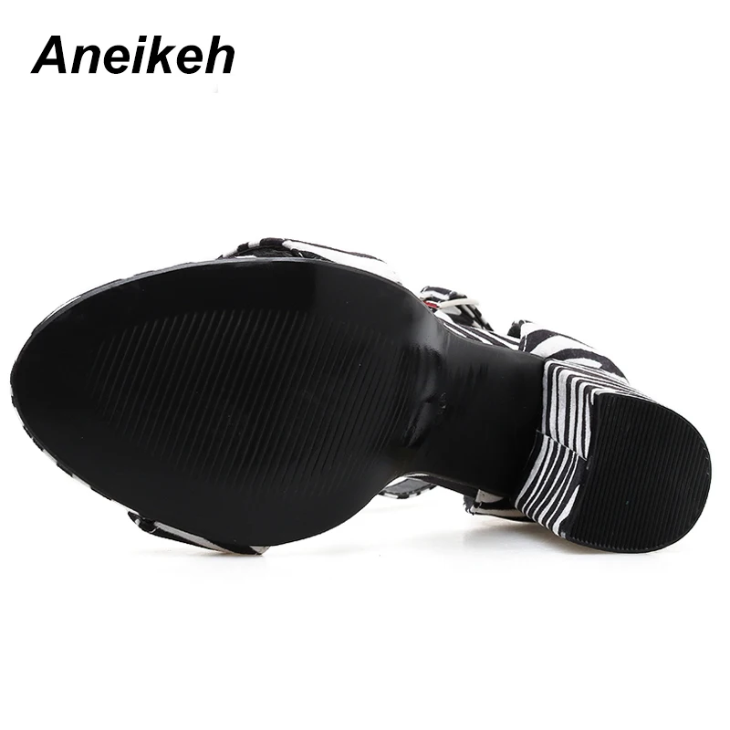 Aneikeh/ г. Босоножки из pu искусственной кожи женские весенне-осенние пикантные модные вечерние туфли на высоком каблуке и платформе с открытым носком женские босоножки Зебра, Размеры 35-40