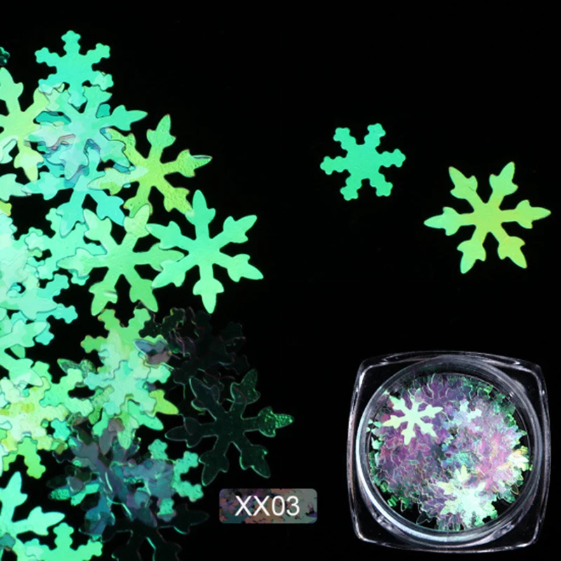 1 шт. лазерные снежинки блестки зимние снежные Блестки для ногтей Holo AB цветные