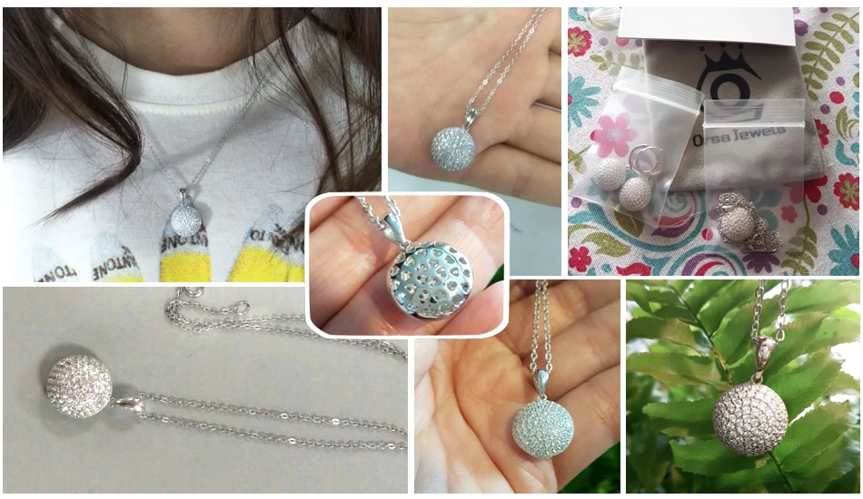 ORSA JEWELS Высокое качество Модный Круглый 925 пробы серебряные ювелирные изделия кулон AAA CZ ожерелье с 45 см цепь SN60