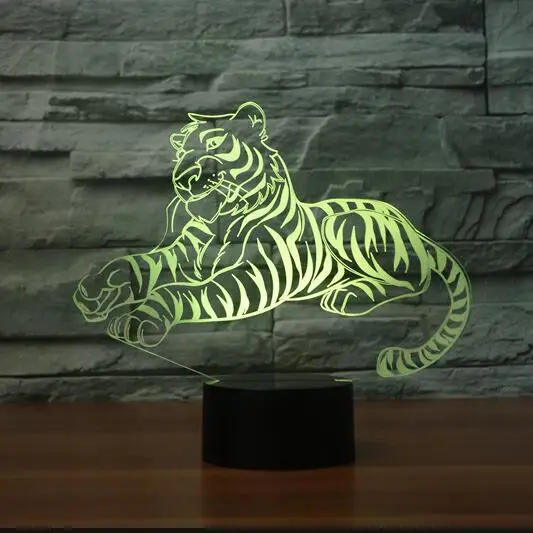 

Тигр 3d ночник 7 цветов Изменение дистанционного сенсорного переключателя Usb настольная лампа Lampara Lampe 3D Визуальный свет для детской игрушки ...
