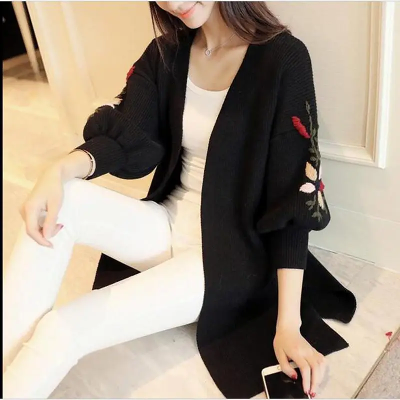Женские кардиганы повседневный теплый Длинный дизайнерский Женский трикотажный