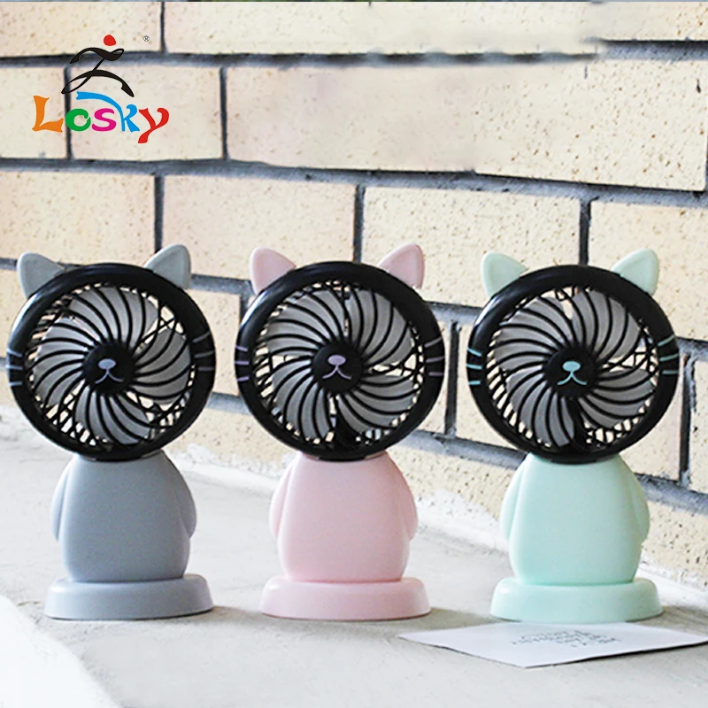 Cartoon USB charging small fan student dormitory portable mini cute kitten electric handheld | Бытовая техника