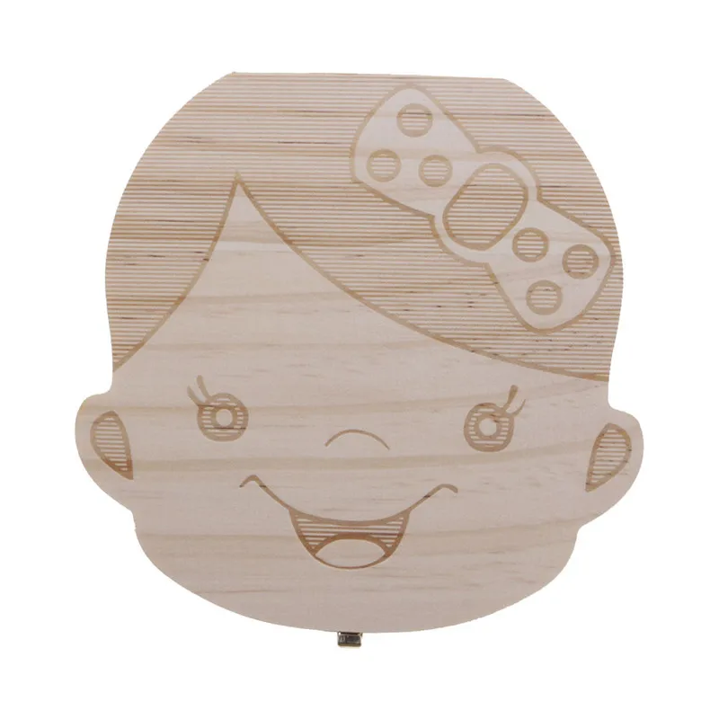 1 PC Cute Boy Girl Image Wooden Personalized Baby Tooth Deciduous Souvenir Box 7 Language | Игрушки и хобби