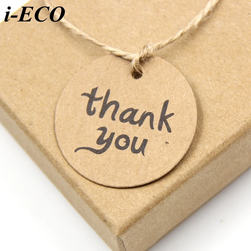 100PCS Thank You Kraft Paper Hang Tag With Jute Rope For Wedding Party Accessories Christmas DIY Gift /Cake /Candy Decoration | Дом и сад