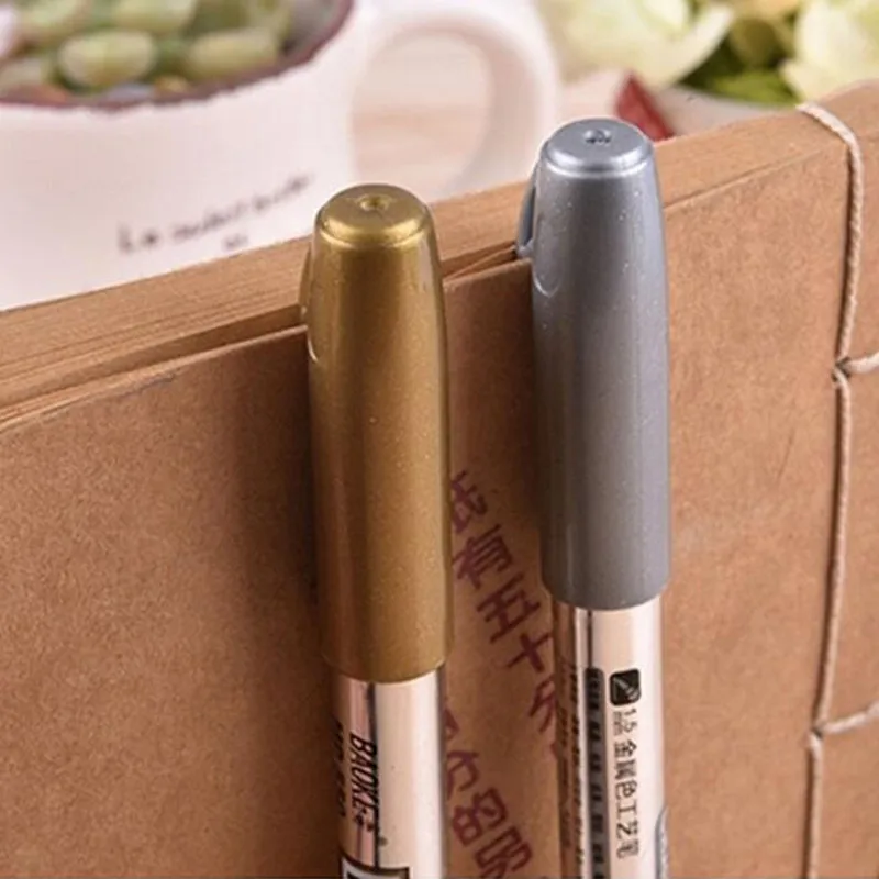 1 PCS 1.5mm Creative Paint Pen Metallic Color Technology Gold And Silver Up Student Supplies Marker Craftwork | Канцтовары для