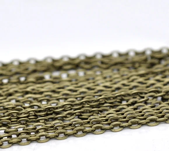 DoreenBeads 10 м бронзовые плоские звенья открытые цепи 4x3 мм (B12779) yiwu|jewelry minerals|jewelry