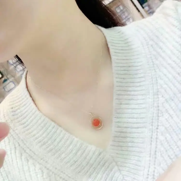 Shilovem 18K розовое золото настоящий натуральный южный Красный Агат Подвески без