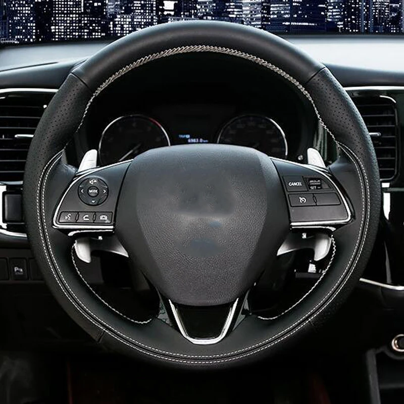 DIY ручной на реальных кожаное рулевое колесо Крышка для Mitsubishi outlander 3 Xpander спортивные Eclipse Cross