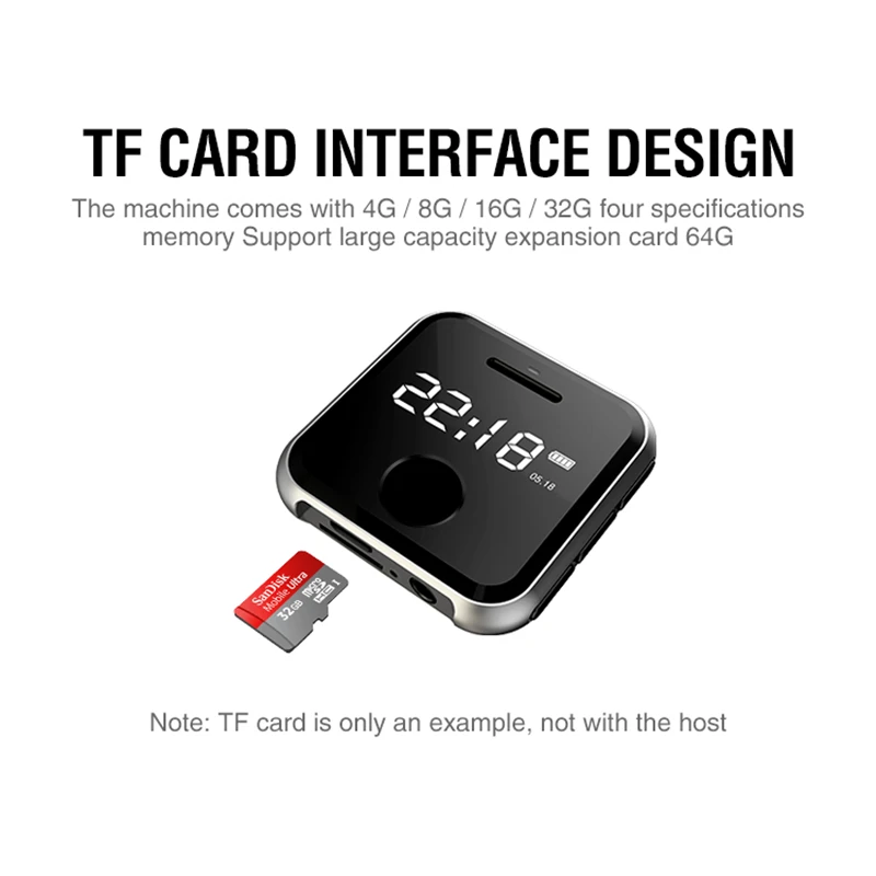 HBNKH металлический мини Mp3 плеер Hifi FM радио встроенный динамик Диктофон Mp3 плеер TF карта Спортивный Портативный 8G с ремешком для часов