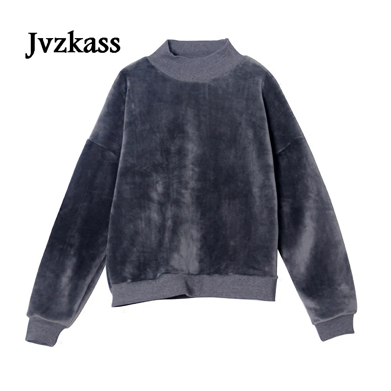 

Jvzkass 2019 Autumn and winter gold velvet half-high collar women loose Korean bf students double-velvet hedging fleece Z76