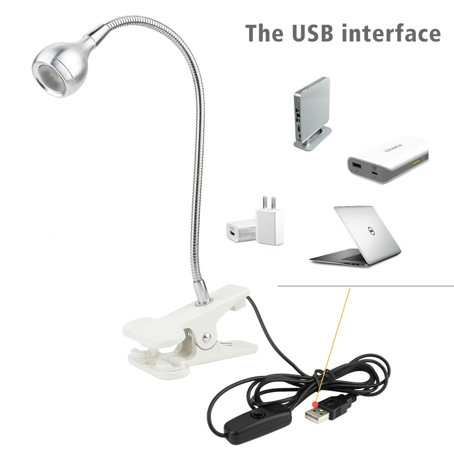 DC5V USB Светодиодная настольная лампа с зажимом Гибкая Настольная для чтения книг