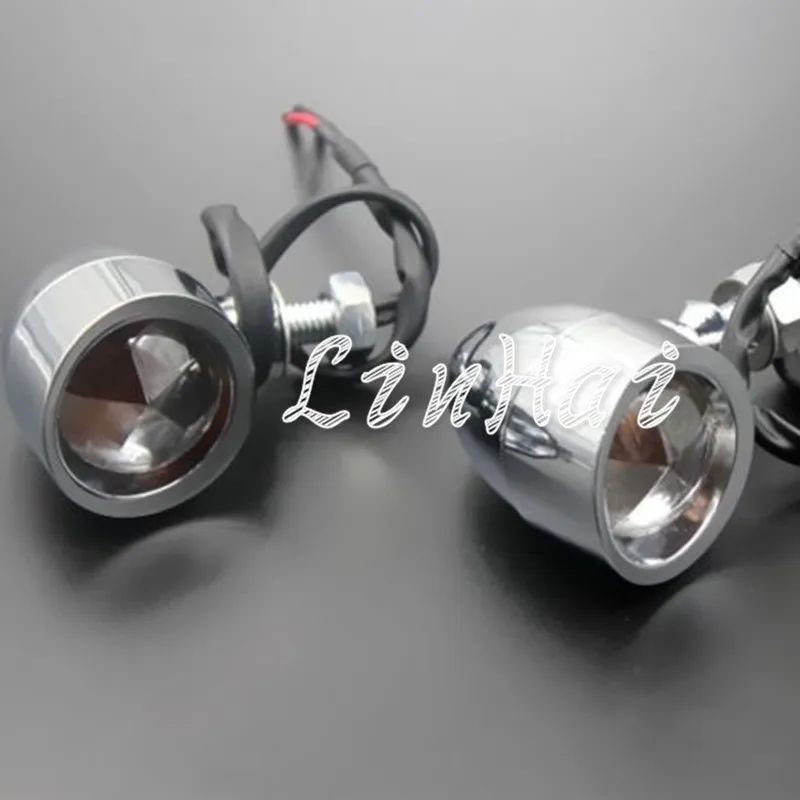 Металлический хромированный поворотник для мотоцикла индикатор поворота желтая