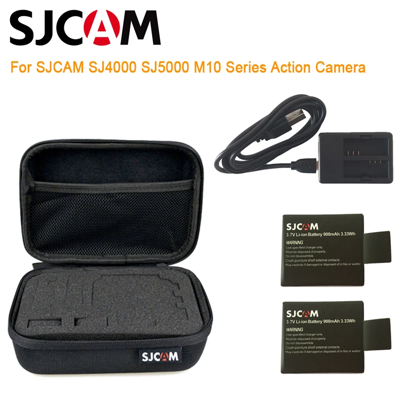 Аккумулятор SJCAM SJ4000 2 шт. литий ионный аккумулятор 900 мАч + двойное зарядное