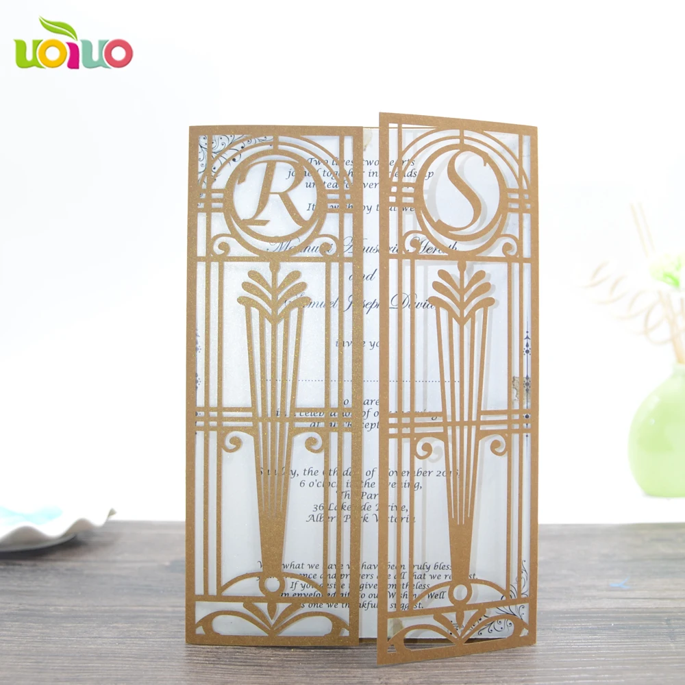 Пригласительная открытка для вечерние пригласительная свадьбы новейшая Золотая