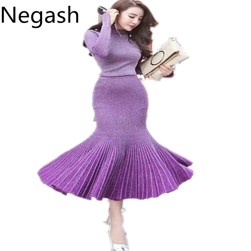 Женский трикотажный костюм весна-осень 2019 Модный женский вязание свитера