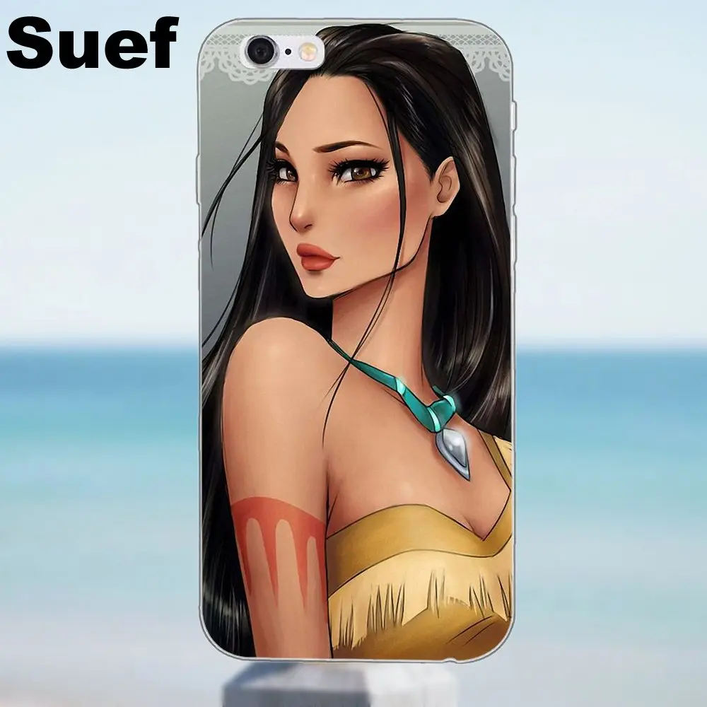 Suef Pocahontas арт роскошный мягкий ТПУ чехол для iPhone X 4 4S 5 5S 5C SE 6 6S 7 8 Plus Samsung Galaxy A3 A5 J1 J3 J5