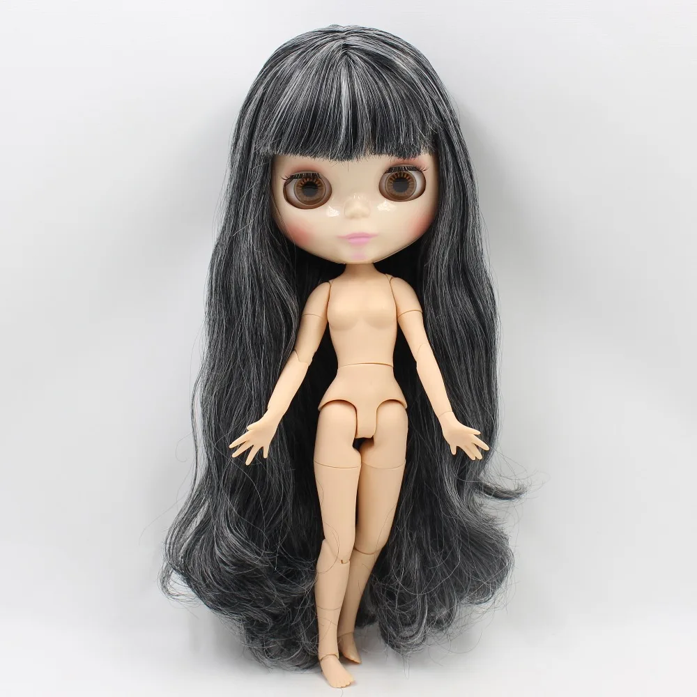 Кукла ледяная DBS Blyth 280BL117/1003 черные микс Белые волосы с челкой/бахрома совместное