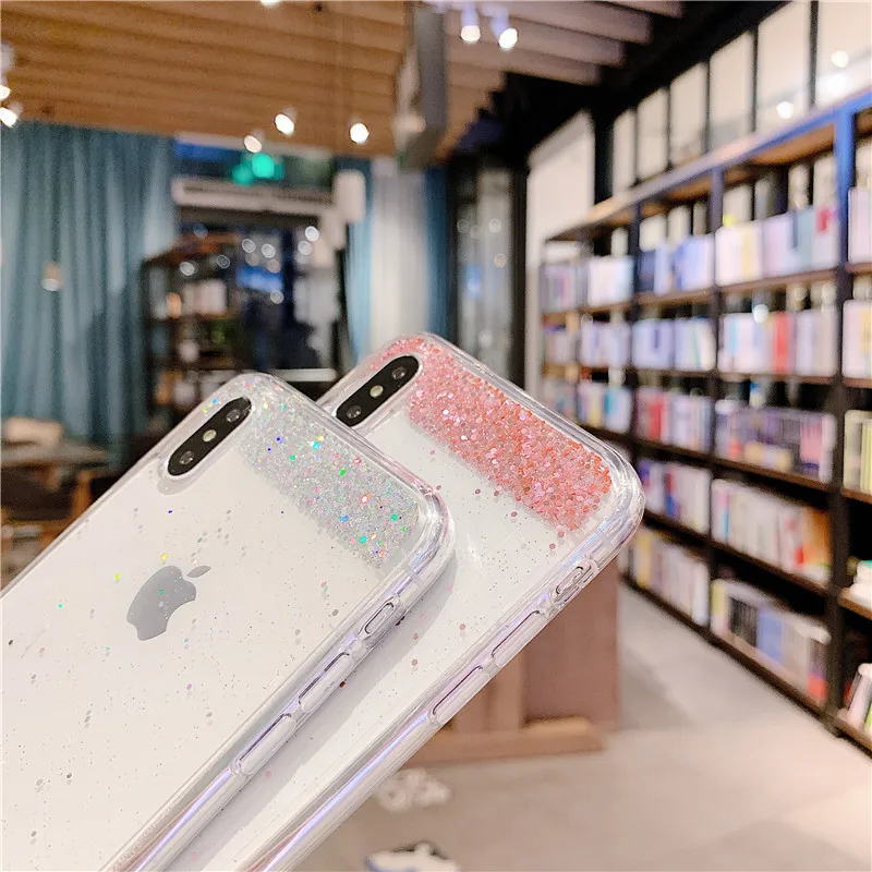 COOLY Прозрачный блестящий чехол для iphone X 8 7 6 6S Plus XR XS MAX Блестящий Мягкий
