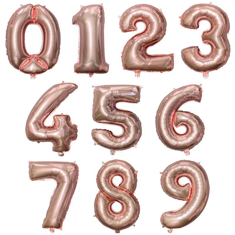 Rose Gold 40 дюймов большой шар из розовой золотистой алюминиевой фольги с цифрами 0-9, украшения для дня рождения, свадьбы, вечеринки, для взрослых и детей, воздушный шар с гелием - Цвет: Rose Gold
