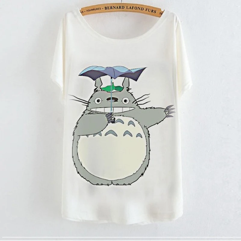 Летняя женская повседневная футболка с рисунком Тоторо футболки круглым вырезом