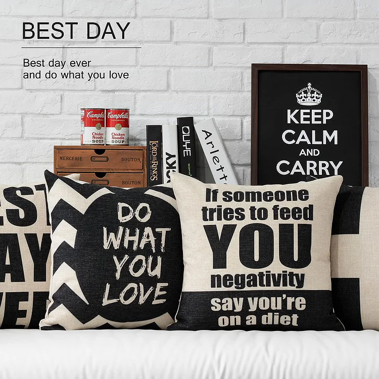 Черный белый цвет подушка с цитатой крышка белье письмо Подушка Чехол крест