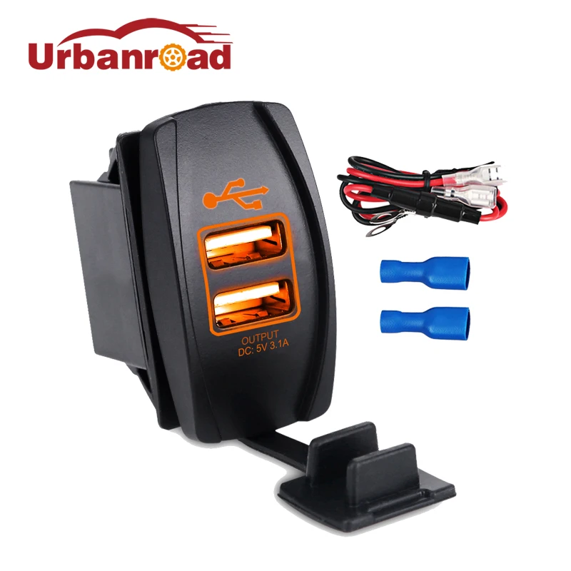 

Красный DC 12-24V двойной USB порт автомобильное зарядное устройство гнездо прикуривателя 5V 3.1A Автомобильный адаптер питания сплиттер для IPhone