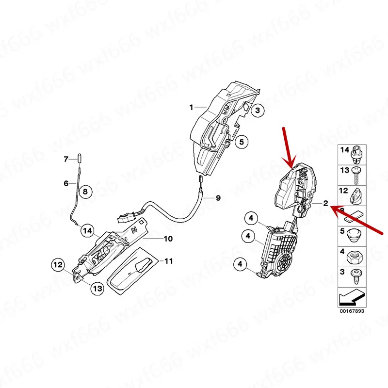 Механизм замка передней двери автомобиля и привод двигателя E72 X6 E70 X5 E71 2008-2014b mwX5
