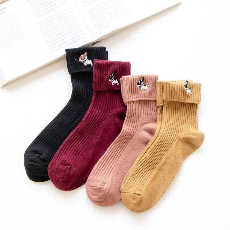 [COSPLACOOL] Симпатичные вышивка Мопс носки теплые животного Пёс из мультфильма