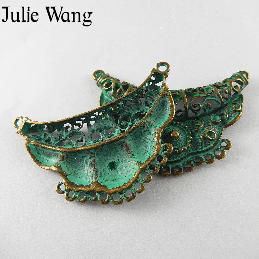 Julie Wang 5 шт. Античная зеленая винтажная Корона шармы соединитель ювелирные