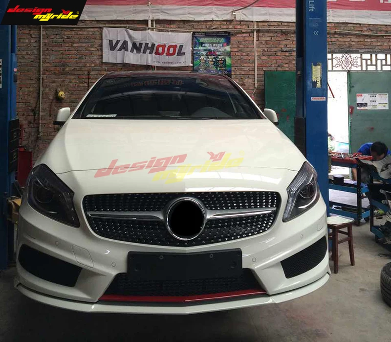 W176 Алмазная решетка для Mercedes Benz a-класс A180 A200 A250 решетки глянцевый черный без эмблемы значок ABS замена 2013