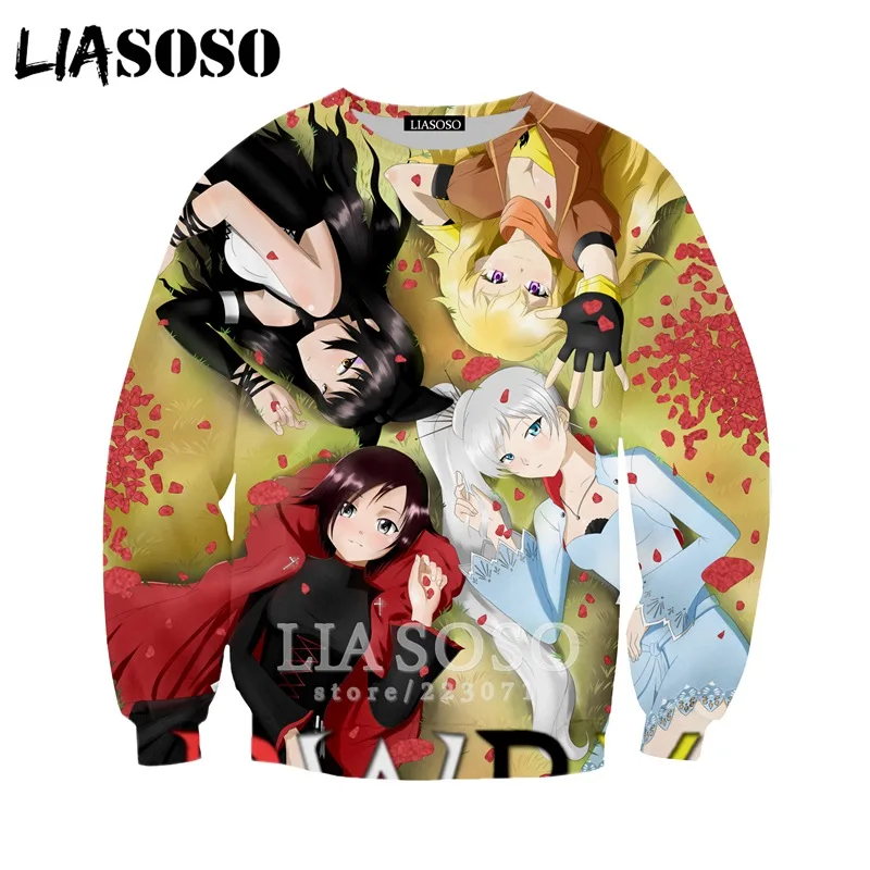 15 LIASOSO Осень Новые мужские и женские модные толстовки 3D принт Аниме RWBY Толстовка длинный рукав хип хоп Harajuku пуловер B012-19 - Цвет: 15